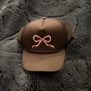 Pink Lily Brown and Pink Bow Cap